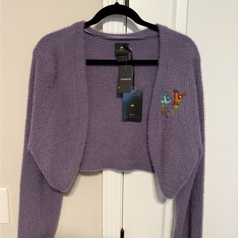 Torrid Lavender Sweater with Colorful Embroidery
